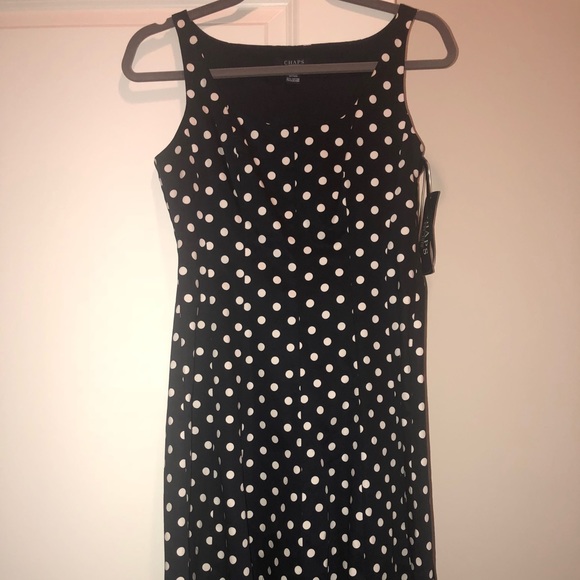 New!! Women’s Chaps Blue/White Dotted Dress - Picture 1 of 5